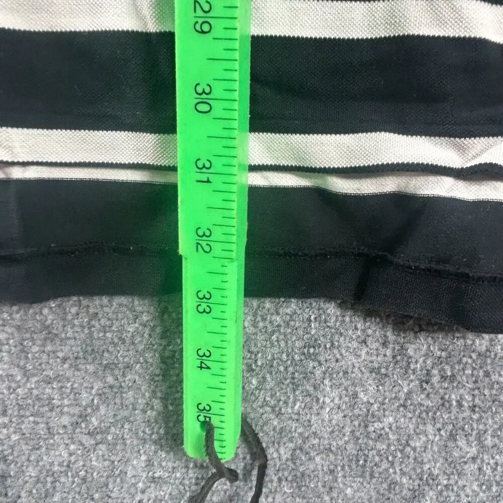 POLO GOLF Ralph Lauren Embroidery White‎ Pony Black and White Stripe Large EUC